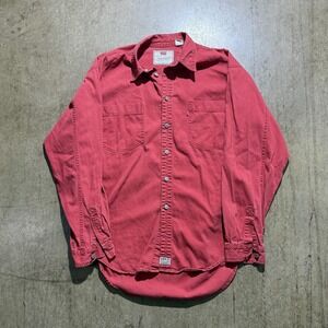 Levis Shirt Mens Large Red Twill Button Front Long Sleeve Casual Workwear